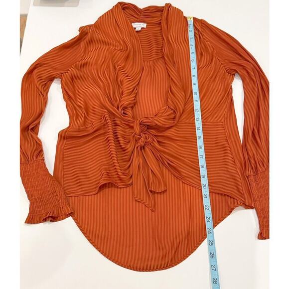 Current Air Blouse Size Small Rust Orange Striped Long Sleeve Anthropologie Boho - Picture 10 of 13